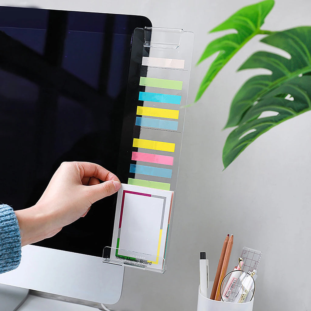1pc Office Desk Accessories Computer Monitor Memo Board Desktop Supplies Sticky Note Message Holder Office Supplies Phone Holder
