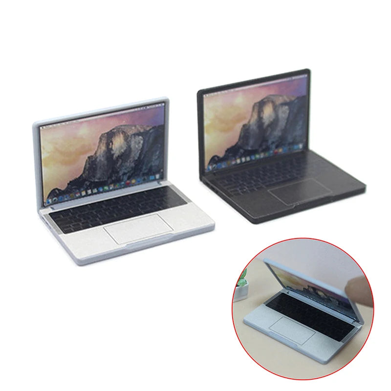 Cute Simulation 1:12 Mini Laptop Computer Dollhouse Miniature Alloy Crafts Dollhouse Decoration For Doll House DIY Accessories