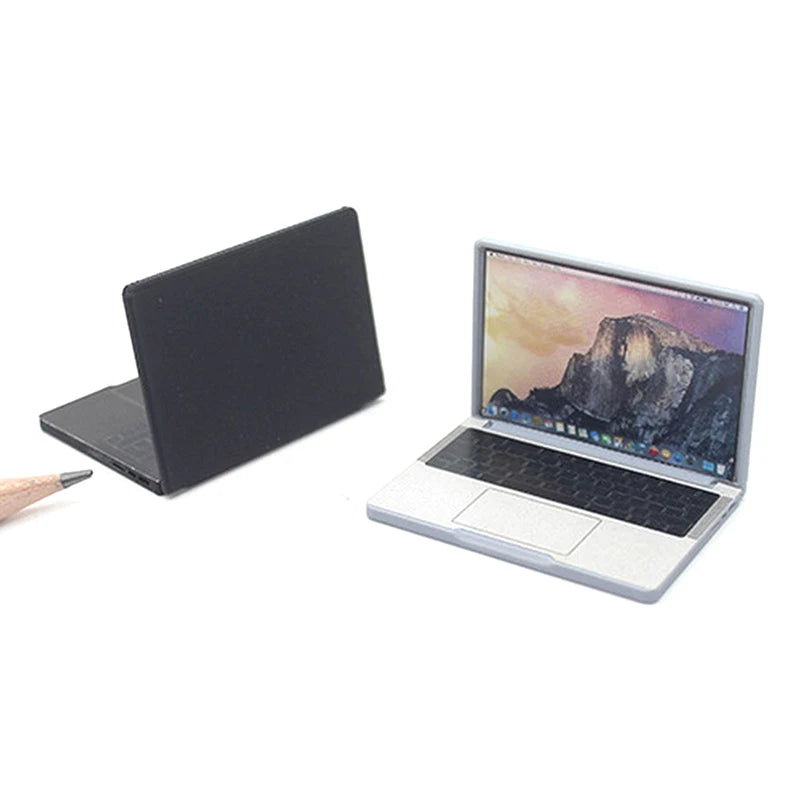 Cute Simulation 1:12 Mini Laptop Computer Dollhouse Miniature Alloy Crafts Dollhouse Decoration For Doll House DIY Accessories