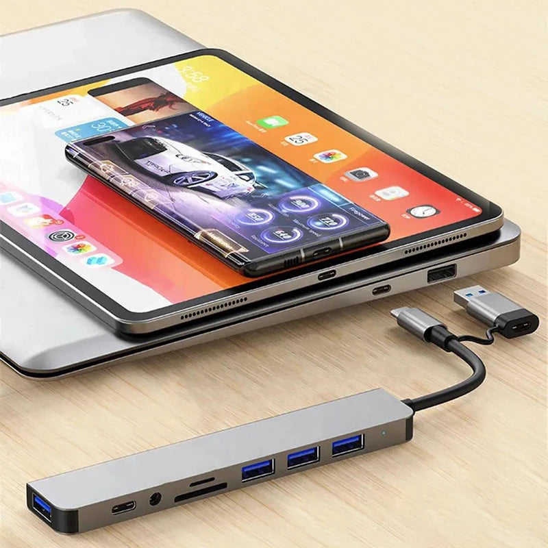 USB C Multiport Adapter For Computer Laptop Desktop Phone High Speed Transmission Multi Hub Splitter Docking Station Accessories