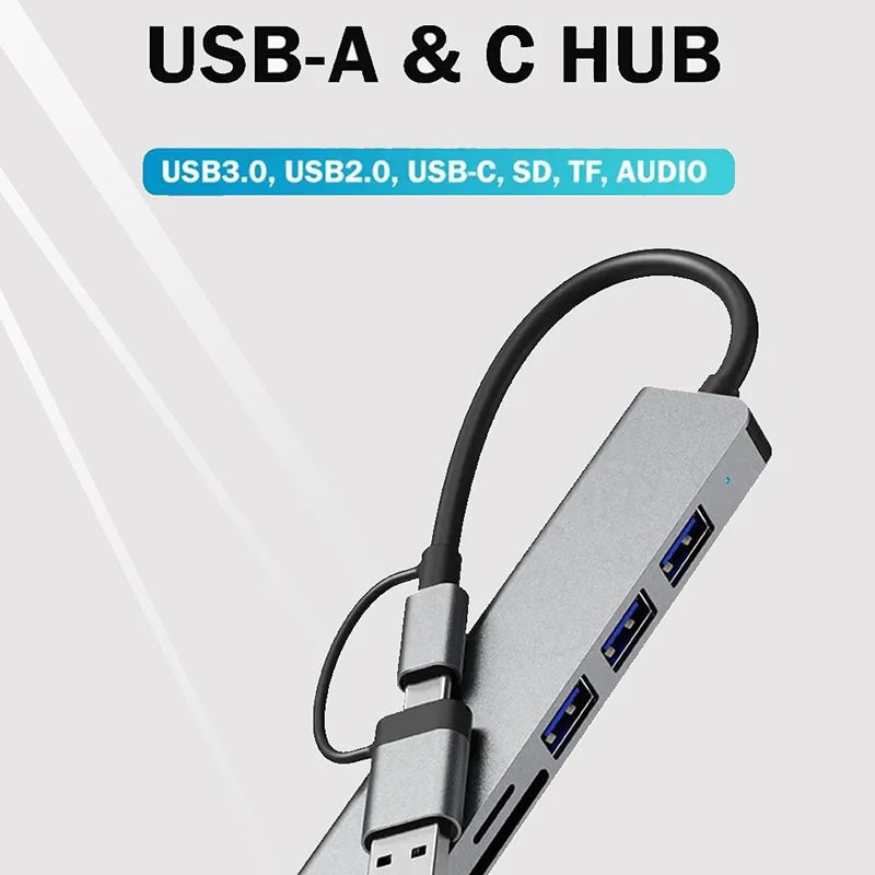 USB C Multiport Adapter For Computer Laptop Desktop Phone High Speed Transmission Multi Hub Splitter Docking Station Accessories