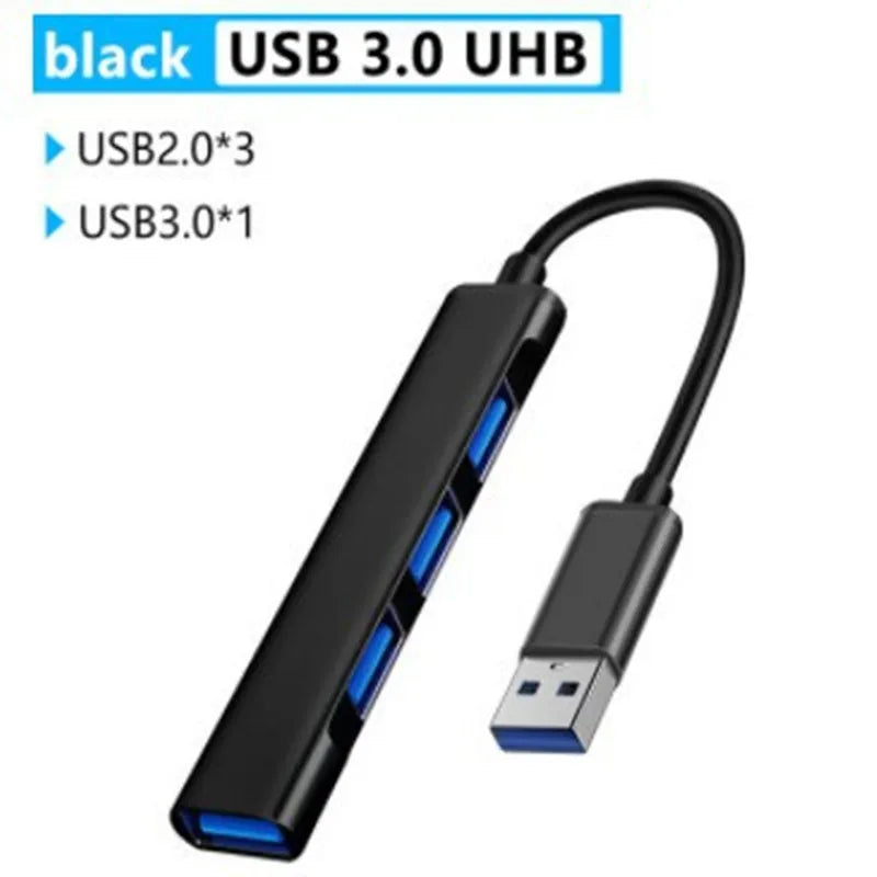 New Black Color 4 Port USB Type C HUB 3.0/2.0 High Speed Splitter For Adapter OTG For PC Computer Accessories