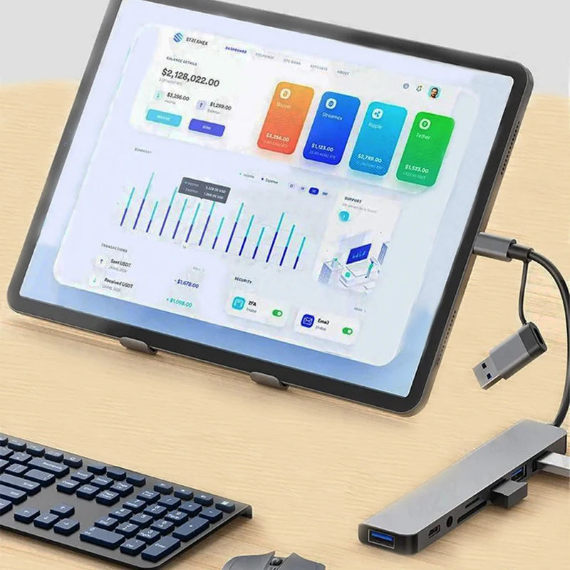 USB C Multiport Adapter For Computer Laptop Desktop Phone High Speed Transmission Multi Hub Splitter Docking Station Accessories