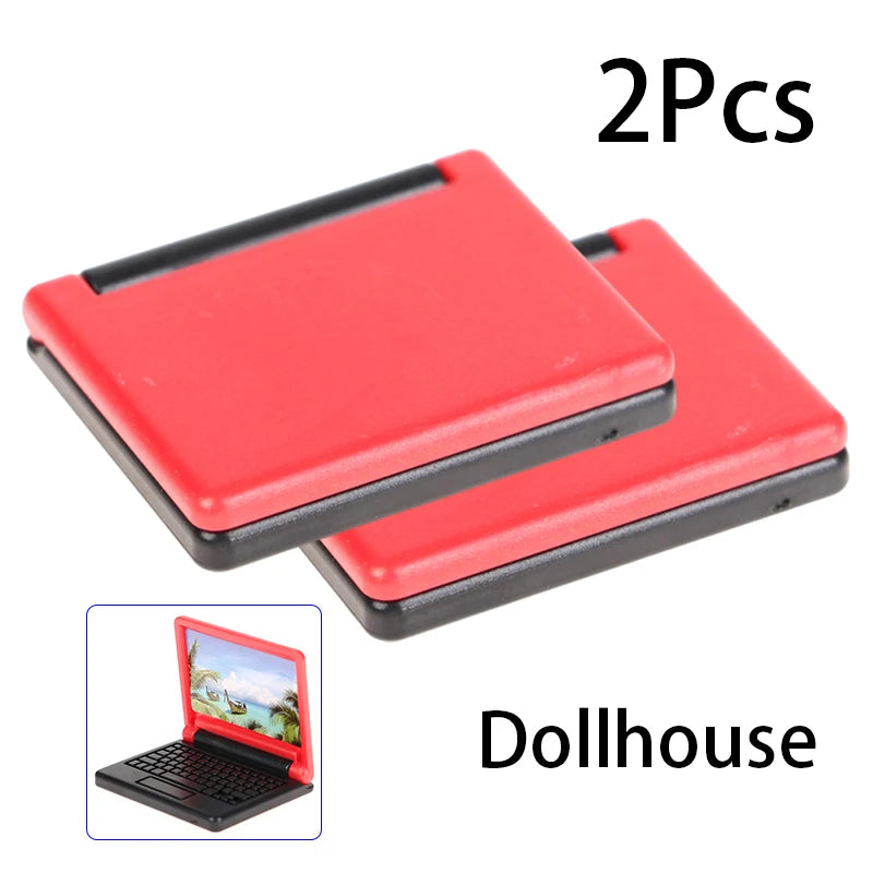 2pcs Dollhouse Miniature Modern Computer Model Furniture Accessories For Doll House Decor Pretend Play Toys