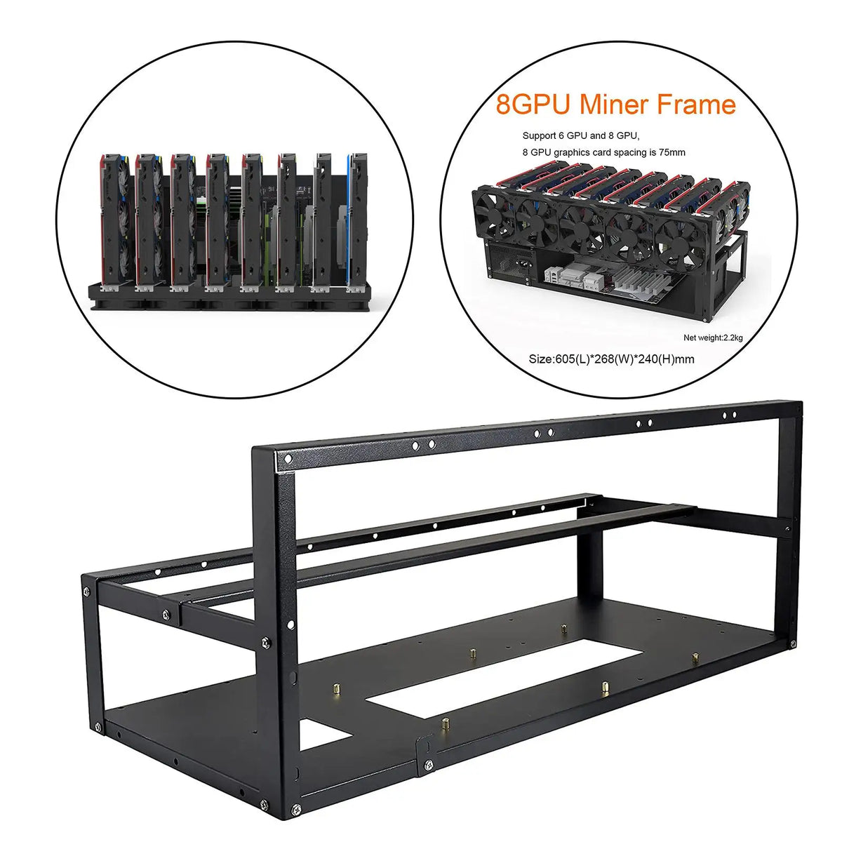 6/8 GPU Rig Rack Computer Case Miner, Accessories Tools Only