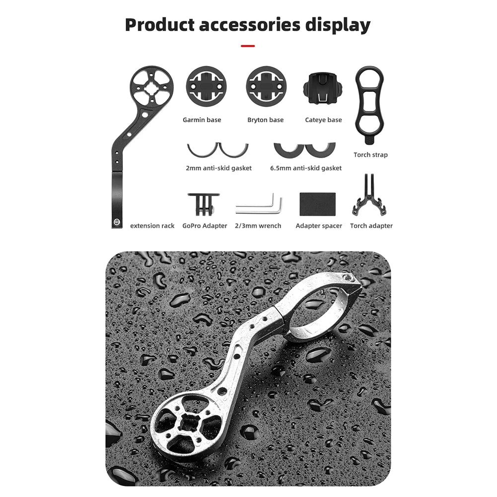 Computer Holder Lamp Support Rack Aluminum Alloy Bike Stem Extension Computer Mount Accessories for IGS Bryton CATEYE