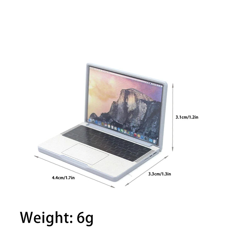 Cute Simulation 1:12 Mini Laptop Computer Dollhouse Miniature Alloy Crafts Dollhouse Decoration For Doll House DIY Accessories