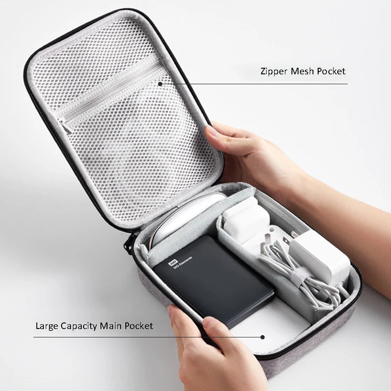 Electronic Accessories Organizer Travel Hard Shell Bag  Portable Carry Case for Cable Charger SD Card Mouse Power Bank