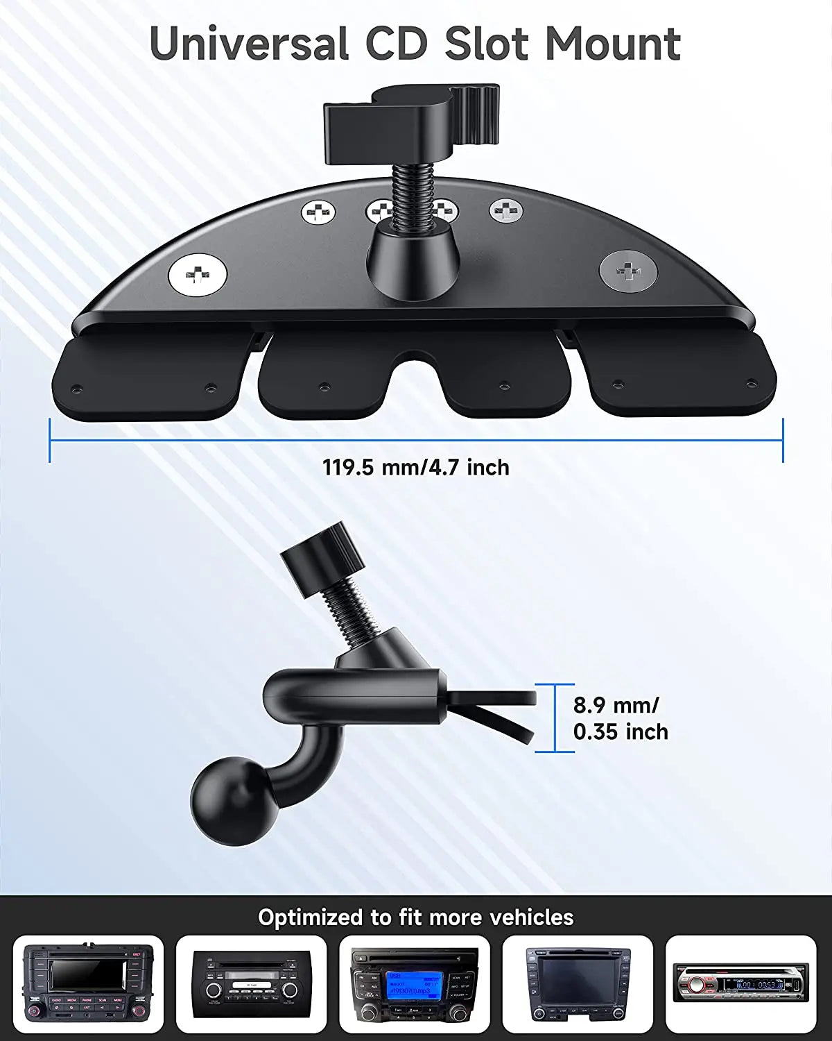 17mm Ball Accessories Car CD Slot Mount Holder Bracket Adjustable Tablet Phone Pad Stand