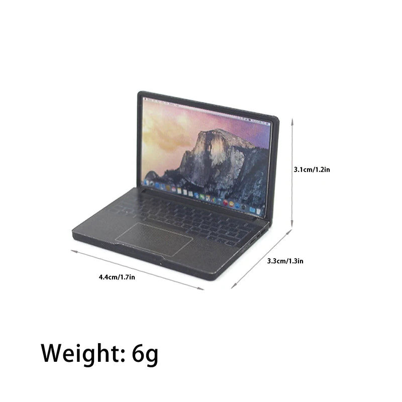 Cute Simulation 1:12 Mini Laptop Computer Dollhouse Miniature Alloy Crafts Dollhouse Decoration For Doll House DIY Accessories