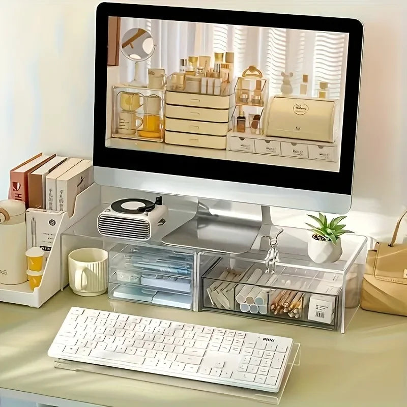 1pc Acrylic Keyboard Stand, Compact Desktop Lifter for Keyboard and Mini PC, Mixed Color, Uncharged, Durable Material
