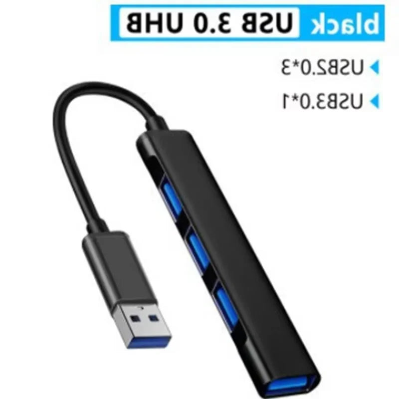 New Black Color 4 Port USB Type C HUB 3.0/2.0 High Speed Splitter For Adapter OTG For PC Computer Accessories