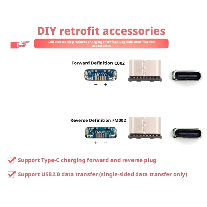 DIY Accessories for Upgrading Charging Port for Electronic Product MC002 Micro-USB to Type-C Adapter