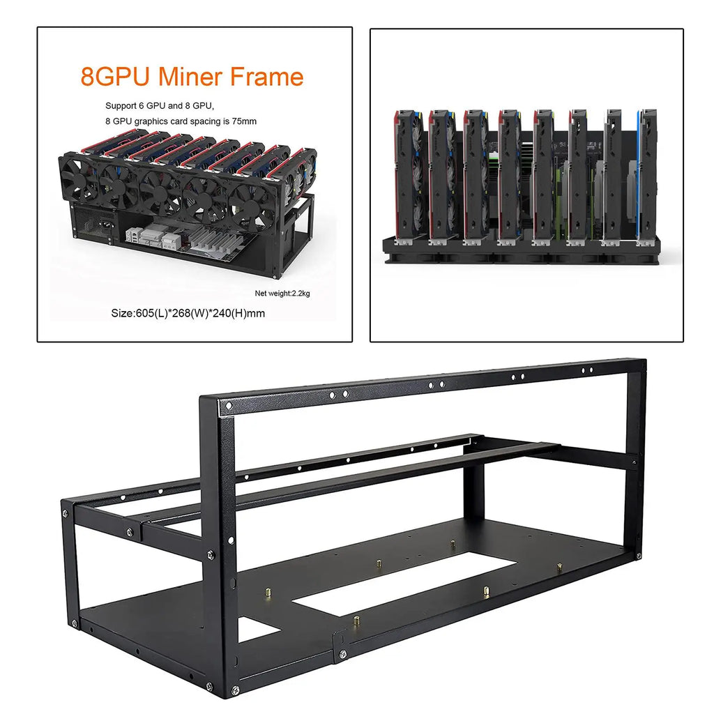 6/8 GPU Rig Rack Computer Case Miner, Accessories Tools Only